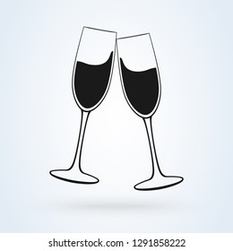 Vector image of the champagne glasses icon.