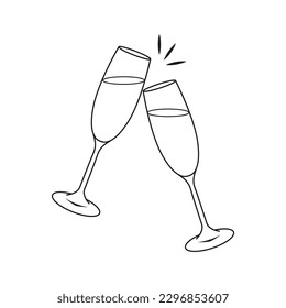 Vector image of the champagne glasses isolated icon