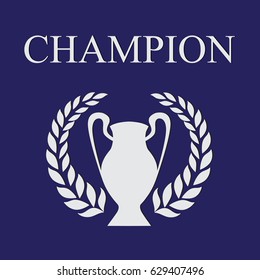 Vector image, champions cup on a blue background.