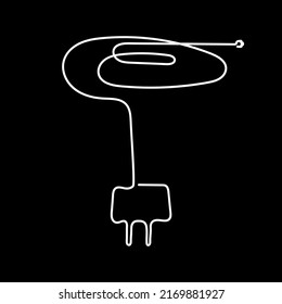 Vector image of a charger when using one line. Black and white art. Interior painting. Logo of electronics, electrical appliances, accessories for mobile phones, tablets.