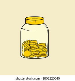 Vector Image of Charity Money Jar Icon, Illustration for Sticker