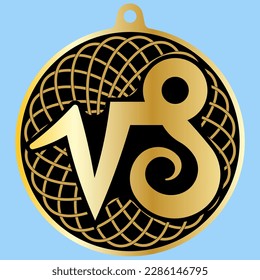 Vector Image Of A CHARM (medallion) With The Horoscope Symbol Of  CAPRICORN