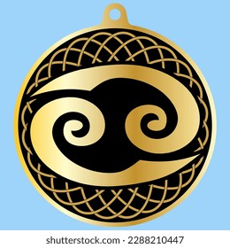 Vector Image Of A CHARM (medallion) With The Horoscope Symbol Of  CANCER