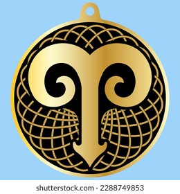 Vector Image Of A CHARM (medallion) With The Horoscope Symbol Of  ARIES