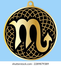 Vector Image Of A CHARM (medallion) With The Horoscope Symbol Of SCORPIO
