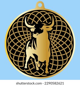 Vector Image Of A CHARM (medallion) With The Horoscope Symbol Of TAURUS