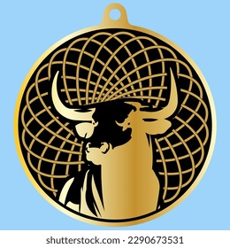 Vector Image Of A CHARM (medallion) With The Horoscope Symbol Of TAURUS