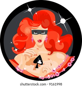 vector image of charming woman with spade