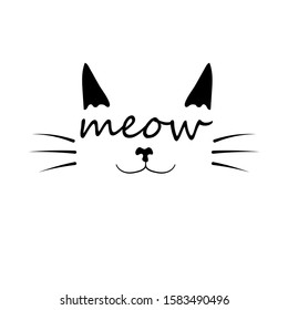 vector image of a cheerful cat with comic text