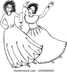 Vector image of cheerful young witches