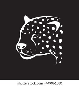 Vector image of an cheetah face on black background. Vector cheetah face for your design.