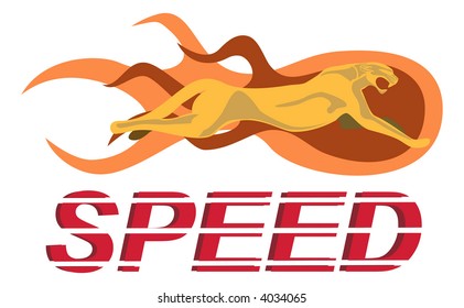 Vector image of cheetah with speed inscription.