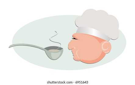 vector image of chef's head profile. may be use for restaurant cafe menus and cards