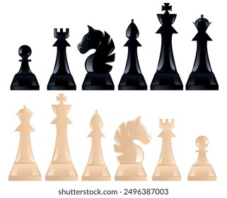 Vector image of chess. Concept of board games and competitions. Educational activity. Design element for banners, advertisements, websites, etc.