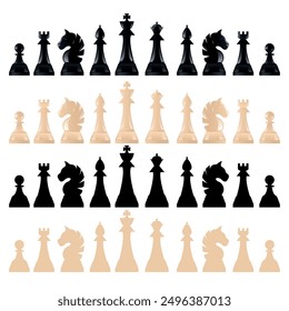 Vector image of chess. Concept of board games and competitions. Educational activity. Design element for banners, advertisements, websites, etc.