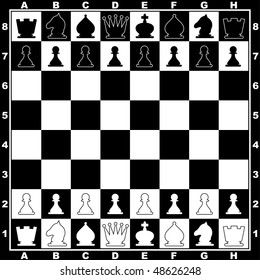 vector image of the chessboard with line ap figures