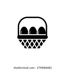 Vector image. Chicken eggs in your basket icon.
