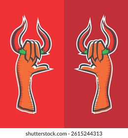 Vector image of chicken feet and chilies depicts typical Indonesian food, namely spicy chicken feet.