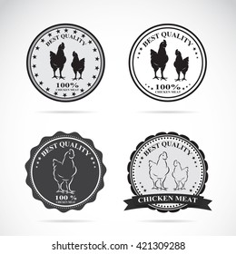 Vector image of an chicken label design on white background, Vector chicken label for your design.