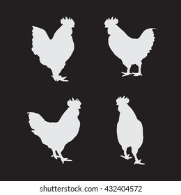 Vector image of an chicken on a black background. Vector chicken for your design.