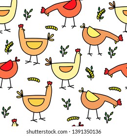 Vector Image Chicken Poultry Seamless Pattern Stock Vector (Royalty ...