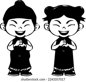 a vector image of a child celebrating Chinese New Year
