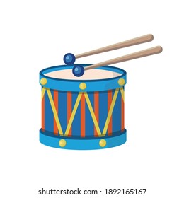 Vector image. Children's drawing of a drum toy.