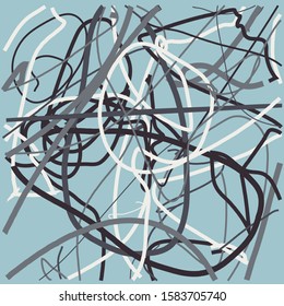 Vector image of children`s drawing. Kids doodle on a blue background.