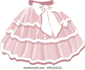 vector image of a children's puffy tutu skirt of a ballerina in pink on a white background