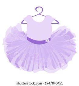 vector image of a children's puffy tutu dress in purple on a white background