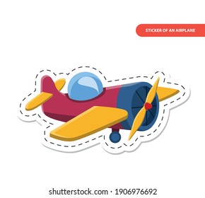 Vector image. Children's sticker of an airplane.