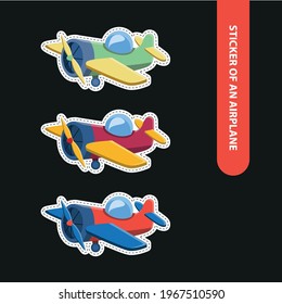 Vector image. Children's sticker of an airplane.
