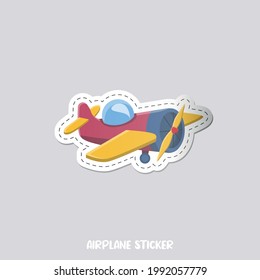 Vector image. Children's sticker of an airplane.