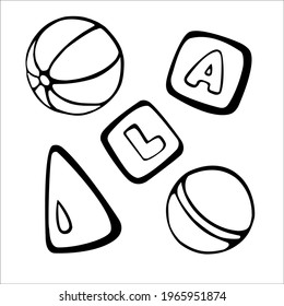 Vector image of a children's toy cubes, balls