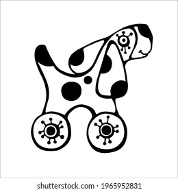 Vector image of a children's toy dog on wheels