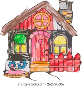 Vector image of child's drawing of home