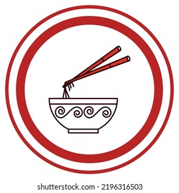 Vektorbild, Porzellanstadtsymbole mit weißem Hintergrund und rotem Rand.