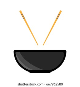 Vector image of Chinese bowl and chopsticks, Chinese dishes, Chinese food theme