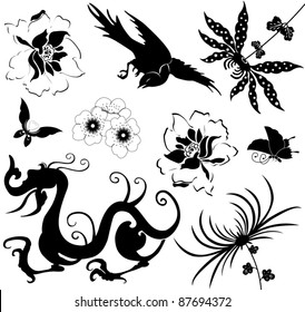 Vector image of chinese design elements on white
