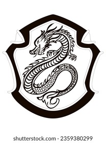 En la imagen vectorial del emblema del dragón chino, un dragón serpiente cautiva con su gracia y sabiduría.