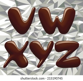 Vektorbild des Schokoladenalphabetentums Großbuchstaben auf der Aluminiumfolie