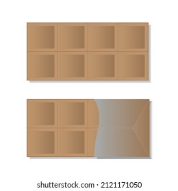 Vector image of a chocolate bar and an open chocolate bar
