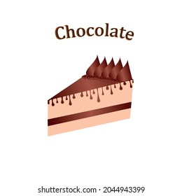 Vector image of a chocolate cake with frosting and cream