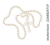 Vector image of christian rosary. Isolated on white background.