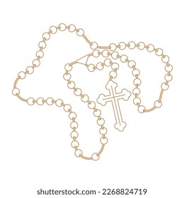 Vector image of christian rosary. Isolated on white background.