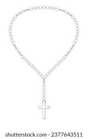 Vector image of christian rosary. Isolated on white background.