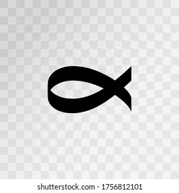 Vector image. Christian symbol. Line image of a fish.