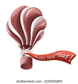 Vector image of a Christmas bunny with the news of the New Year. Cartoon. EPS 10
