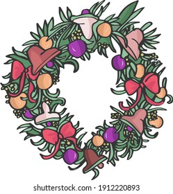 Vector image with christmas decorations. May be used in prints and postcards.