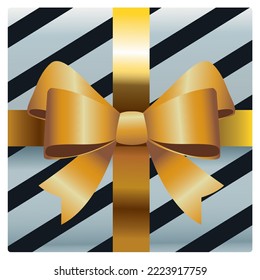 vector image christmas gift decorated with a golden bow on a white background